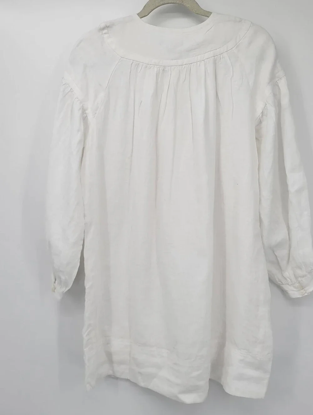 J Crew Gathered popover dress in 100% linen CJ500 Size XS NWT White Lined